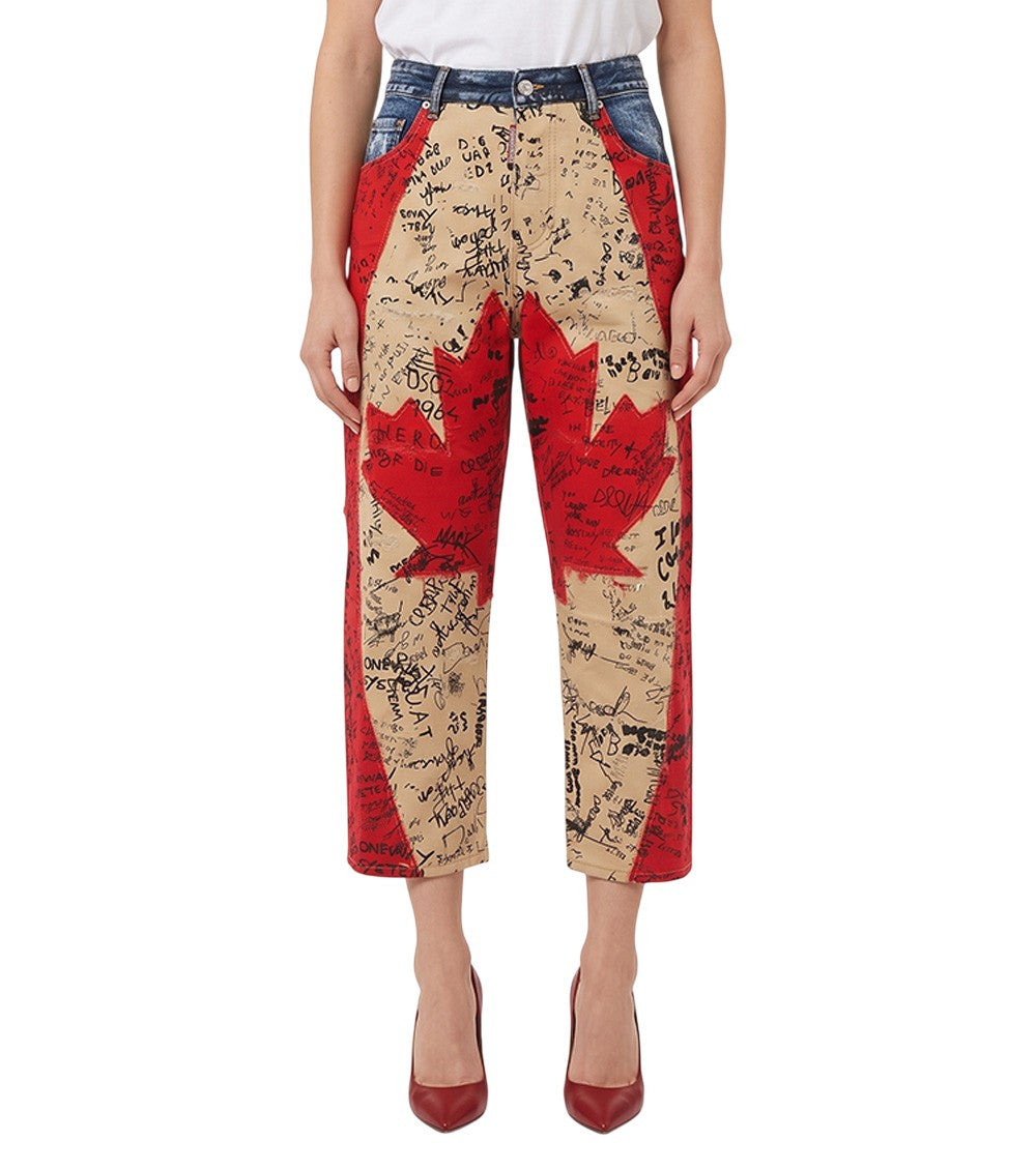 Red Straight High Rise Jeans 1
