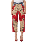 Red Straight High Rise Jeans 1