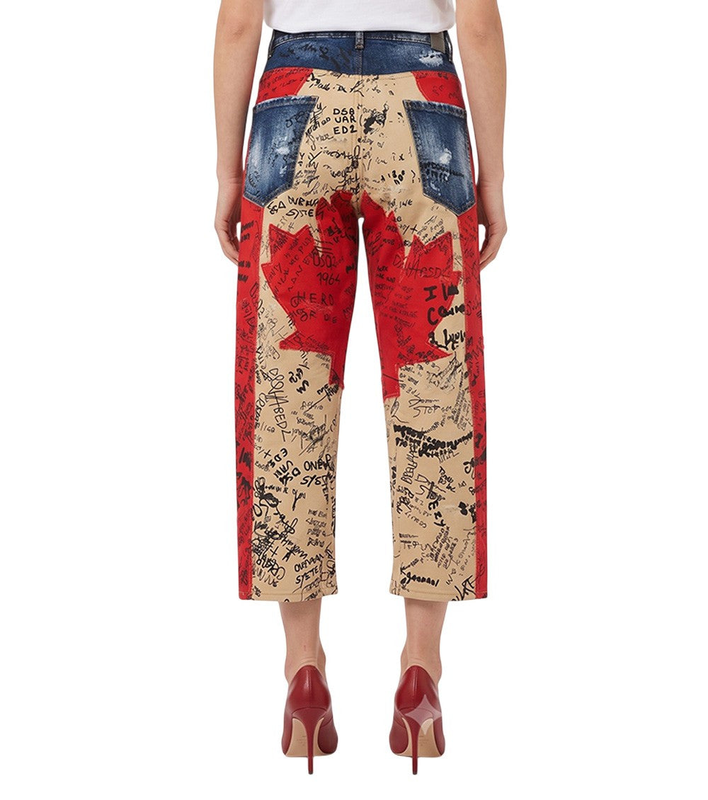 Red Straight High Rise Jeans 2