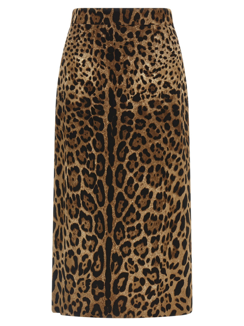 Brown Animal Print Midi Skirt 1
