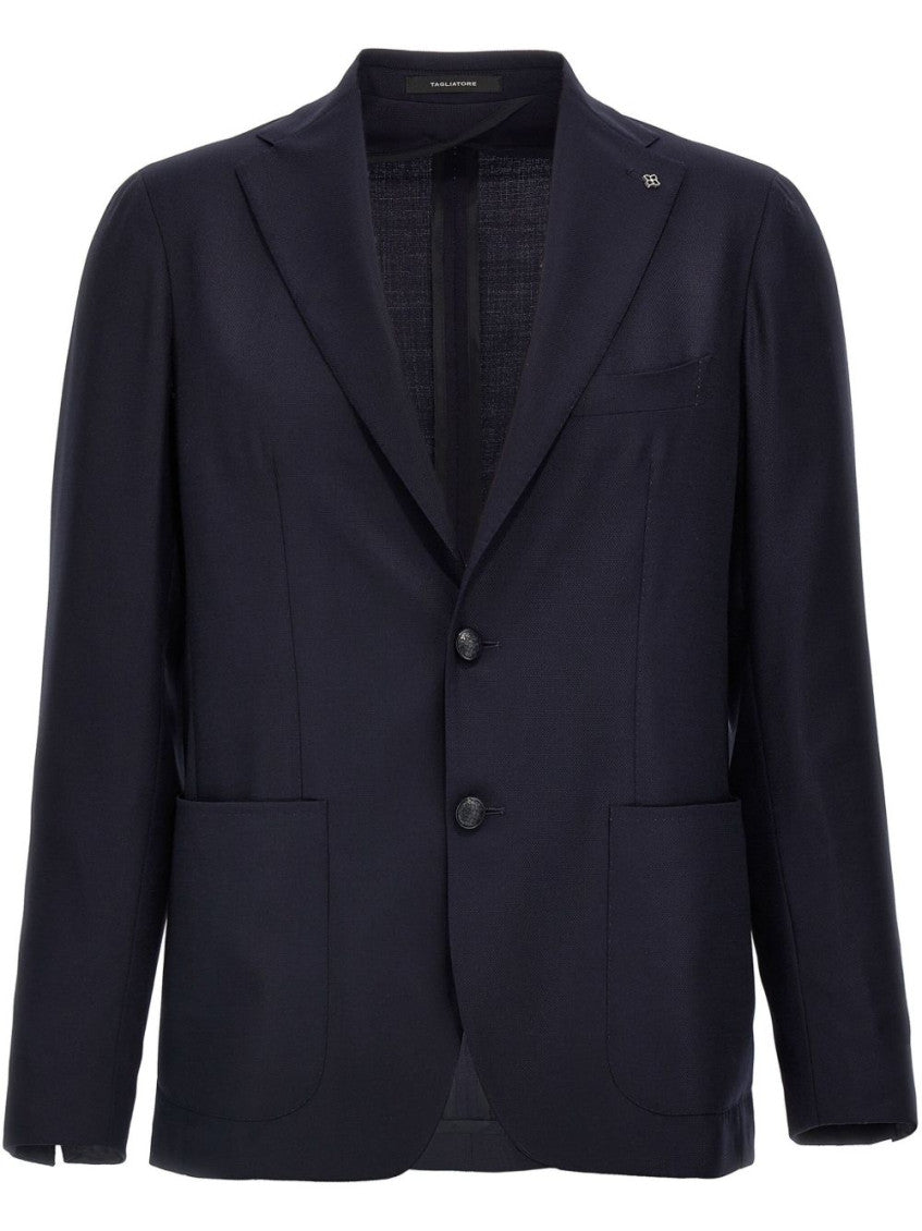 Navy Blue Notched Lapel Blazer 1