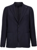 Navy Blue Notched Lapel Blazer 1