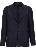 Navy Blue Notched Lapel Blazer 1