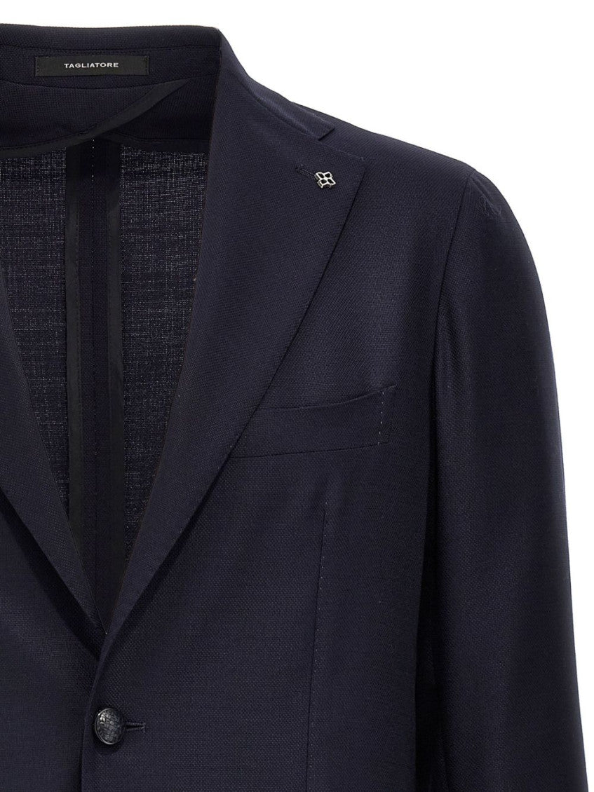 Navy Blue Notched Lapel Blazer 3