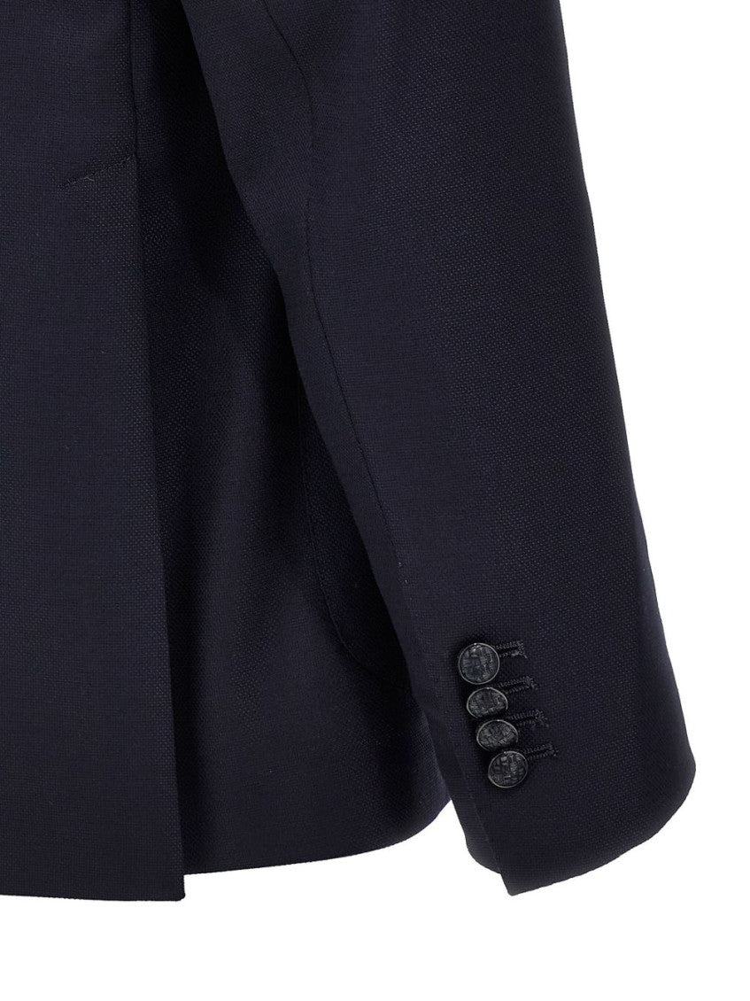 Navy Blue Notched Lapel Blazer 4