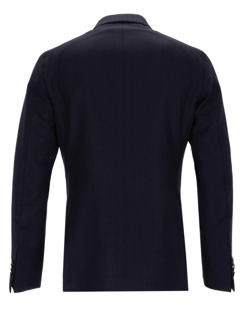 Dark Blue Textured Blazer 3