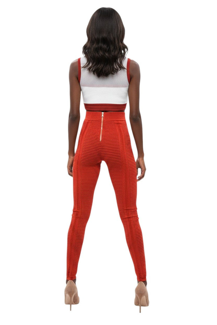 Red Knitted Textured Activewear 2