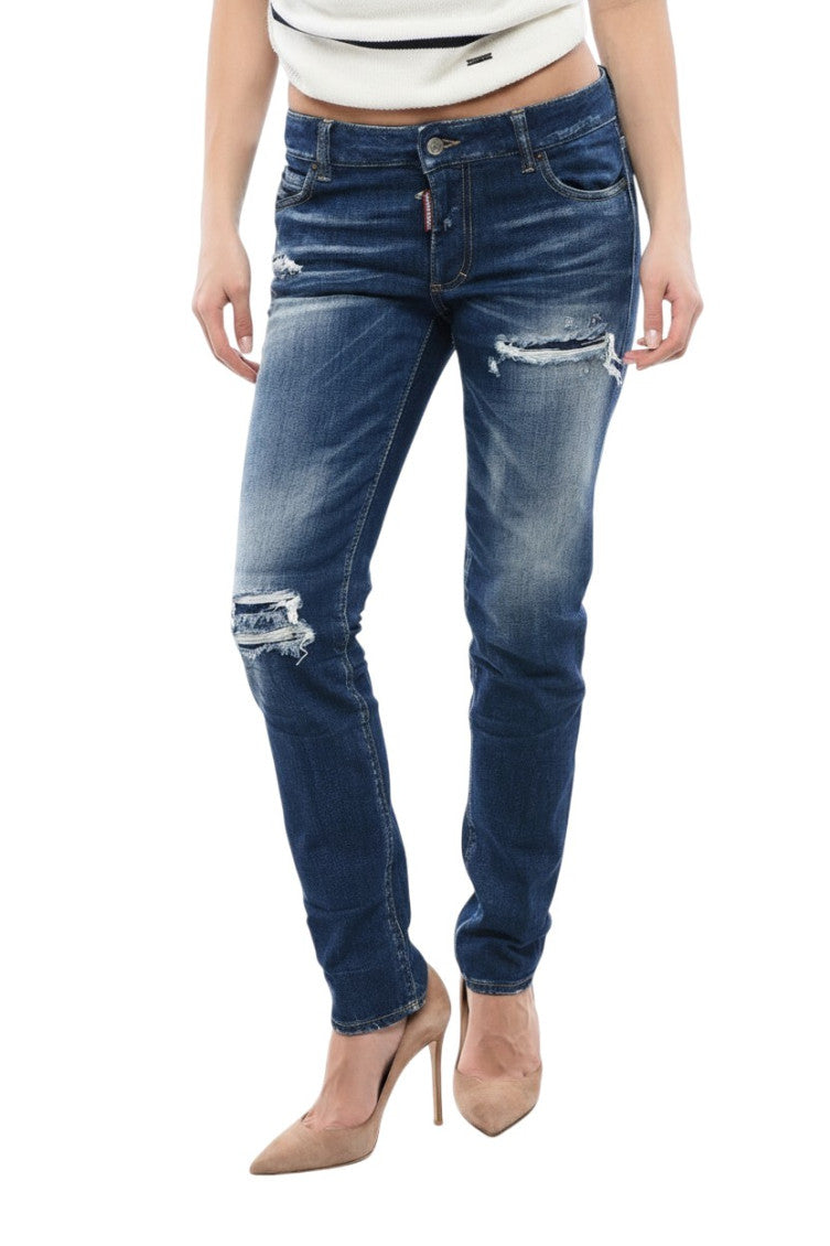 Blue Skinny Low Rise Jeans 1