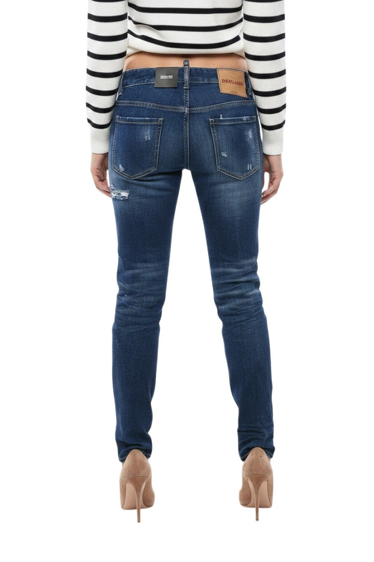 Blue Skinny Low Rise Jeans 2