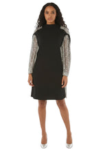 Black Embellished Crew Neck Mini Dress 1