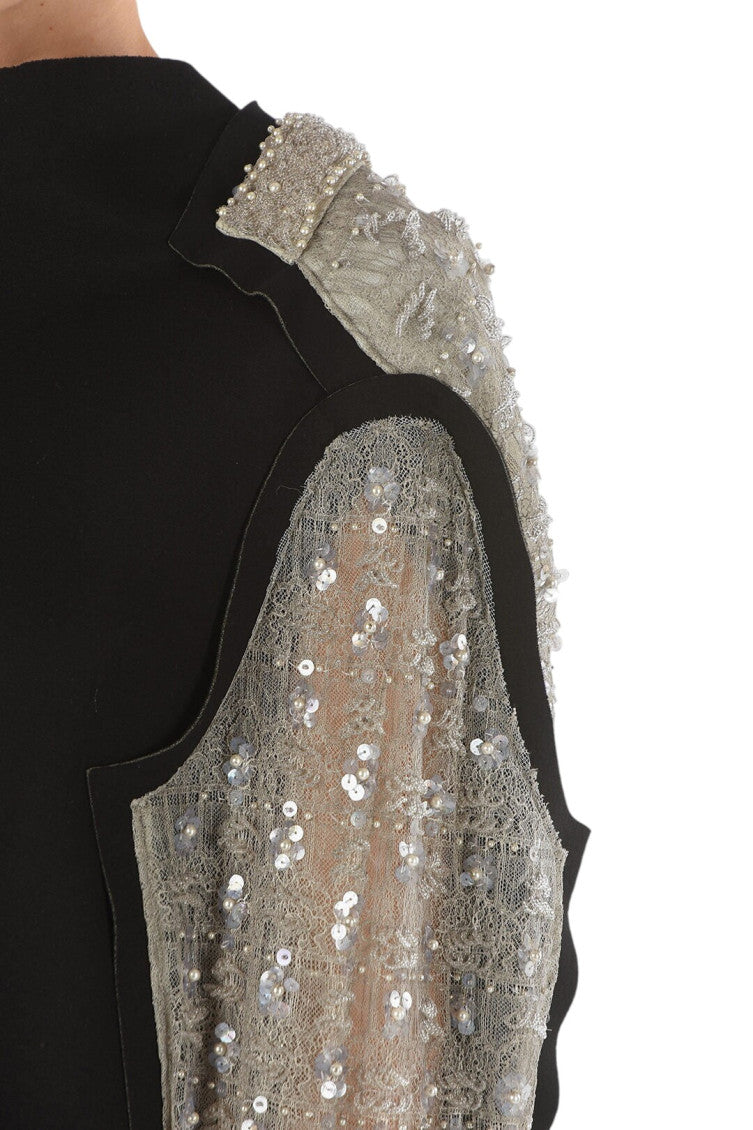 Black Embellished Crew Neck Mini Dress 3
