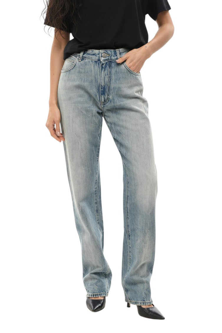 Sky Blue Straight Mid Rise Jeans 1