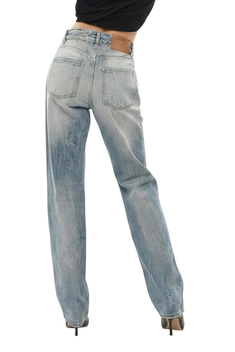 Sky Blue Straight Mid Rise Jeans 2