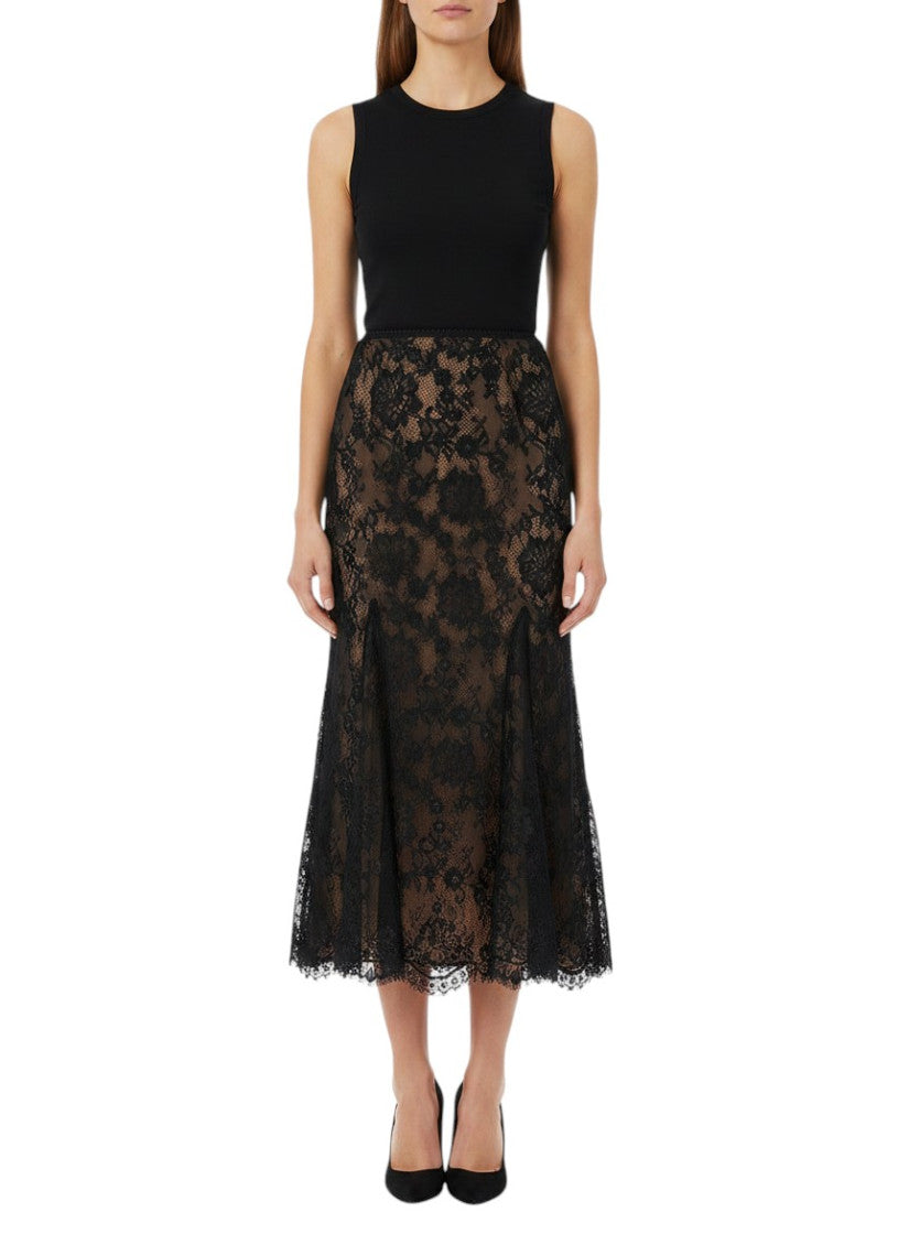 Black Lace Midi Skirt 1