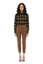Brown Slim Flat Front Pants 1