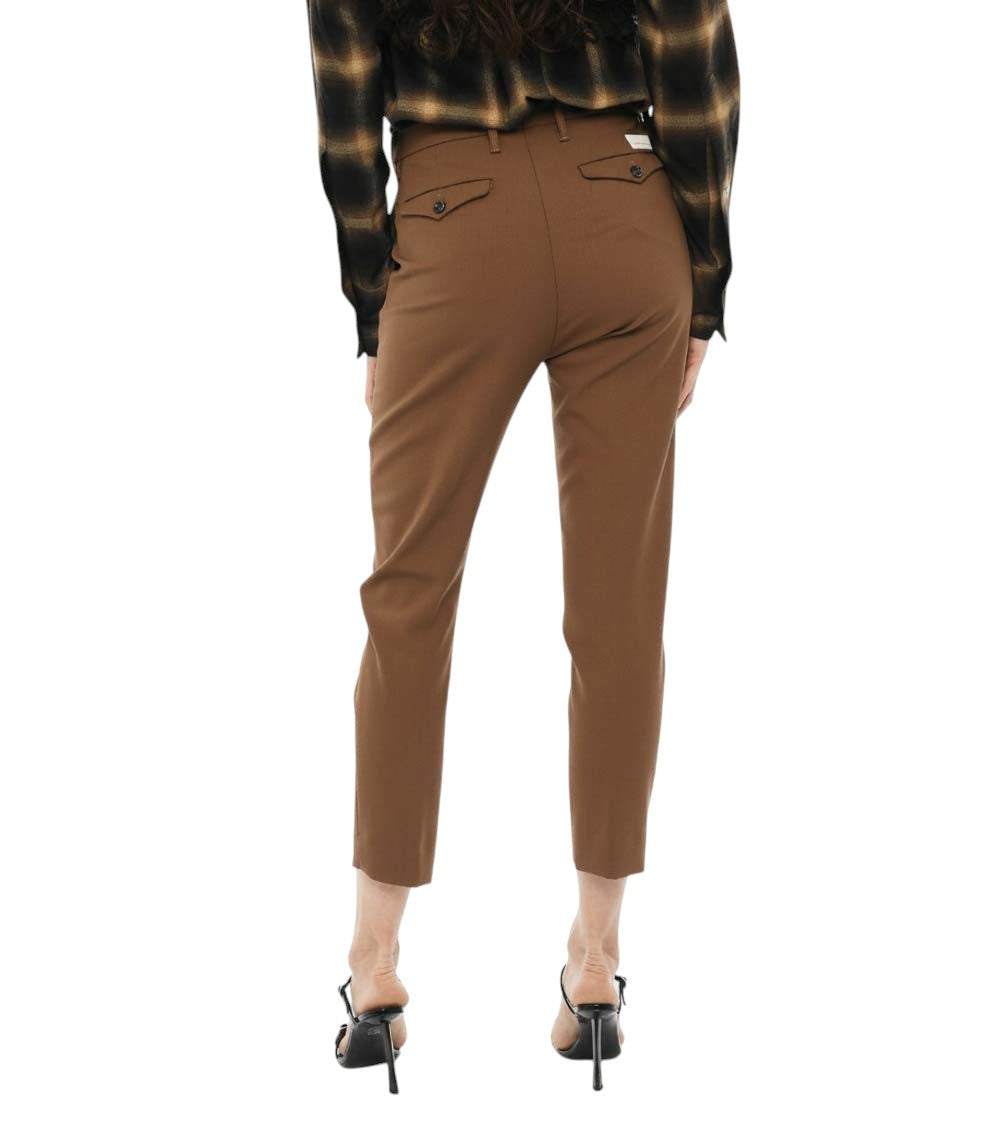 Brown Slim Flat Front Pants 2