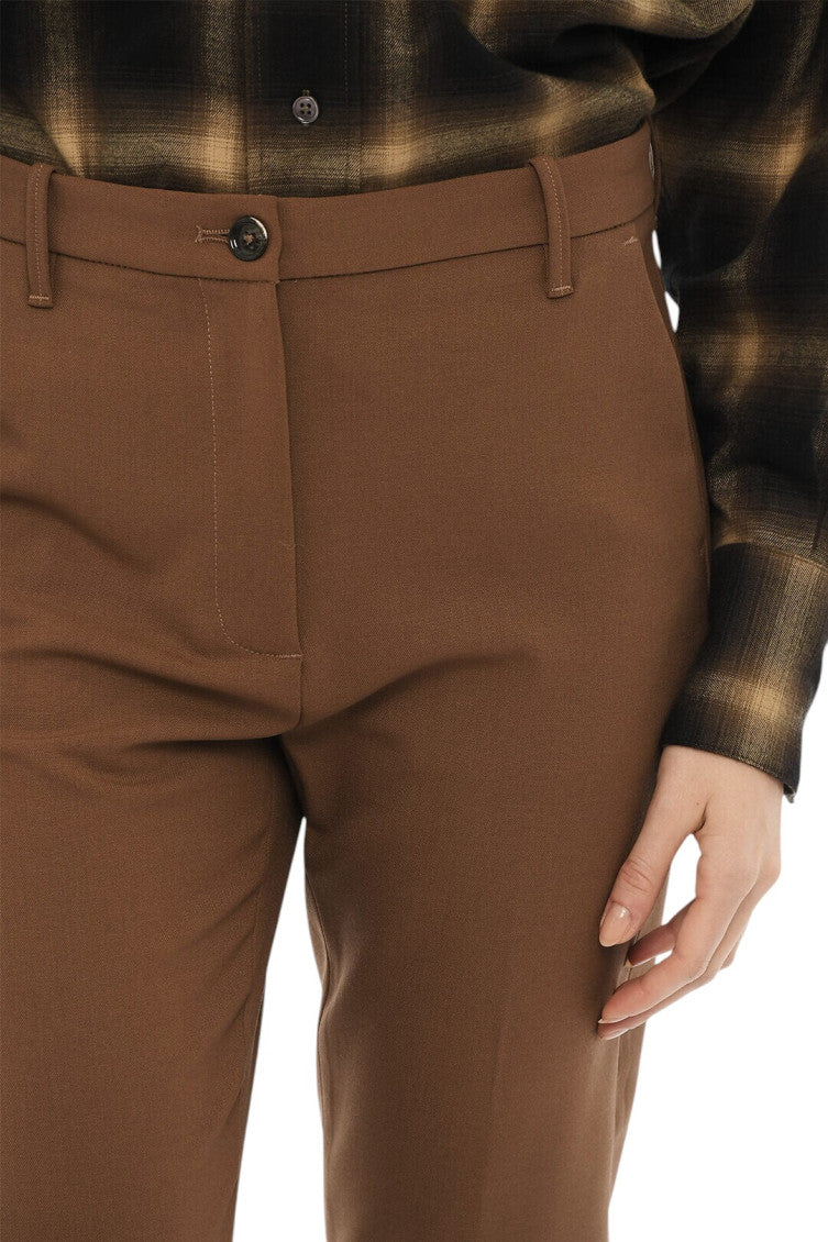 Brown Slim Flat Front Pants 3