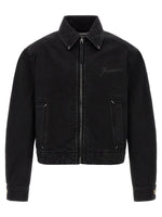 Black Logo Shirt Collar Jacket 1