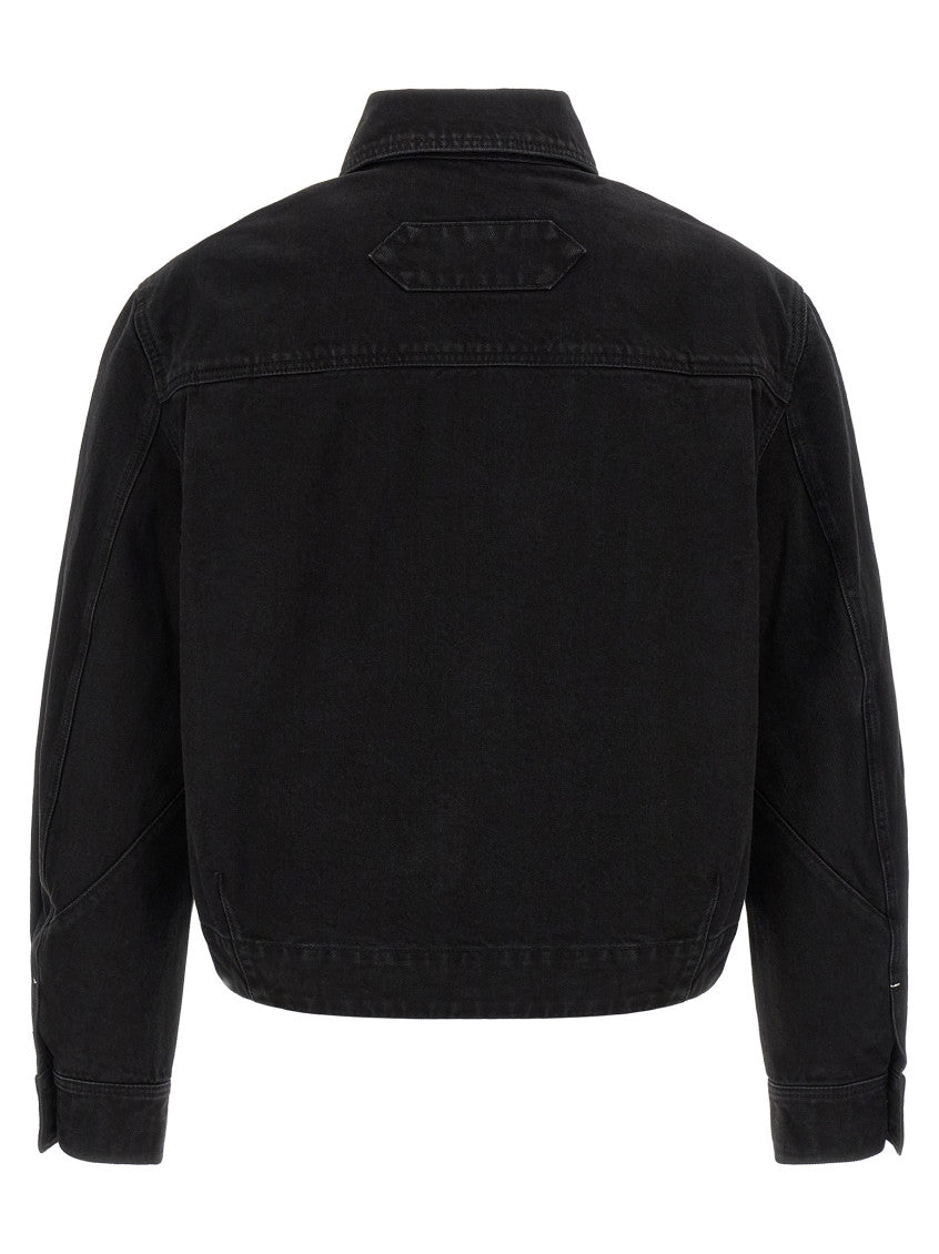 Black Logo Shirt Collar Jacket 2