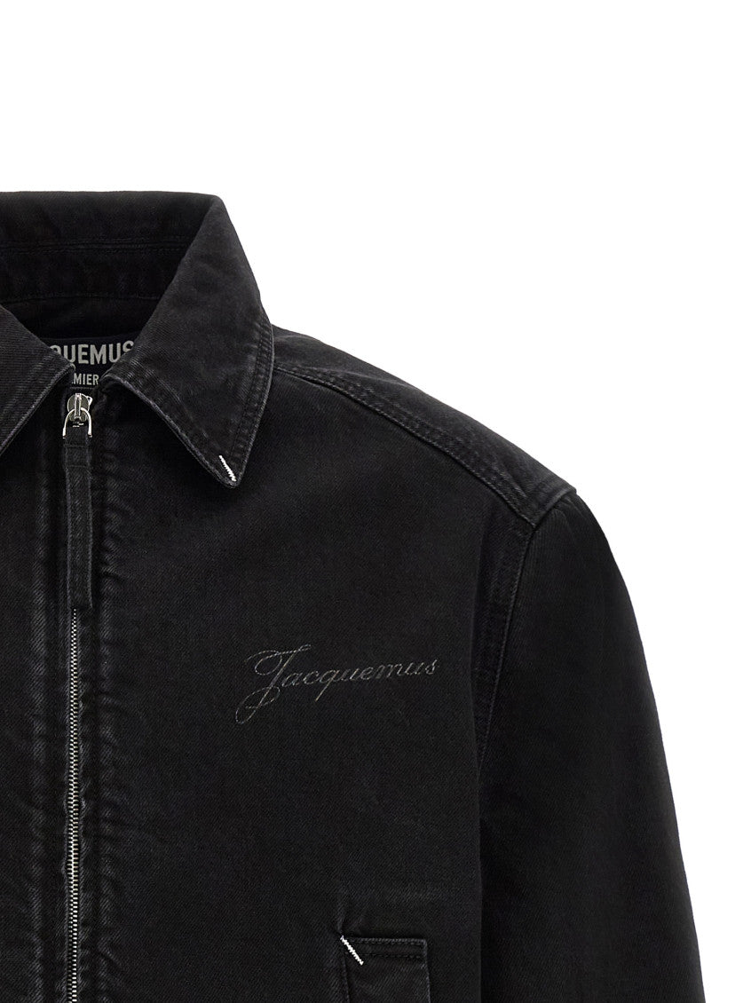 Black Logo Shirt Collar Jacket 3