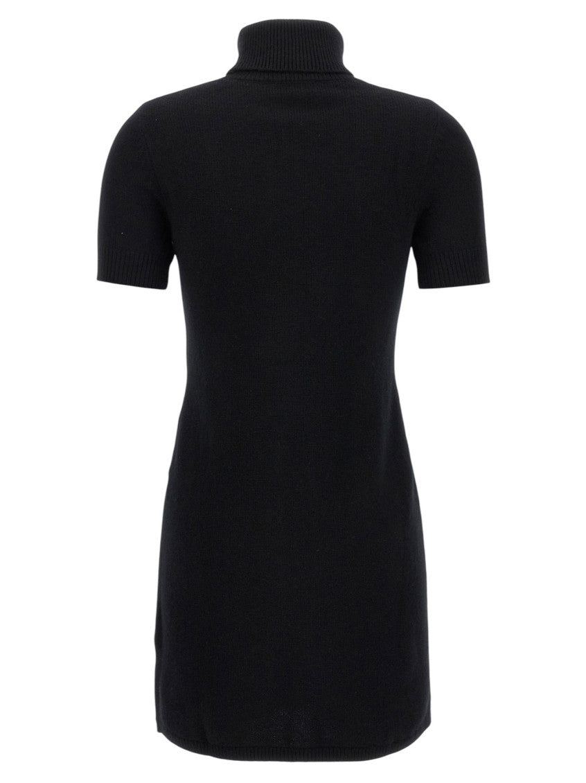 Black Logo Turtle Neck Mini Dress 2
