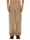 Beige Loose Solid Trousers 1