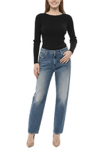 Blue Straight Mid Rise Jeans 1