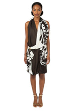 Brown Printed Halter Neck Dress 1
