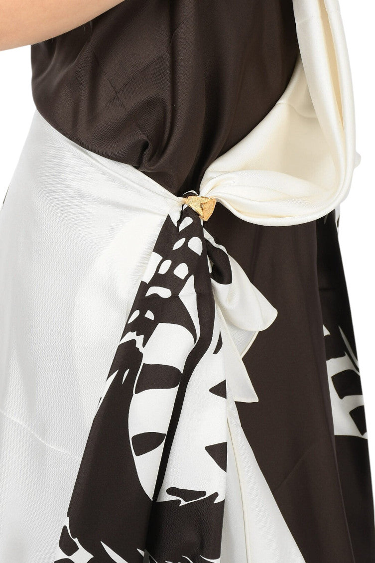 Brown Printed Halter Neck Dress 3