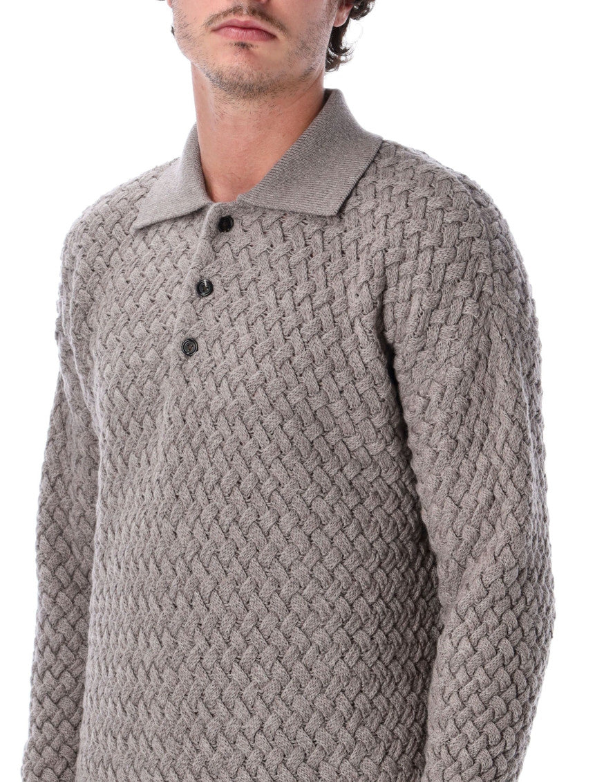 Grey Woven Polo Sweater 3