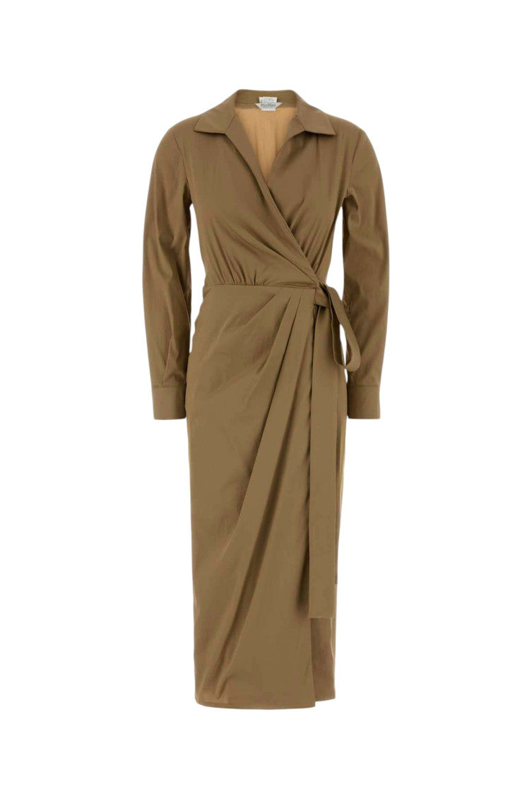 Light Brown Shirt Collar Midi Dress 1