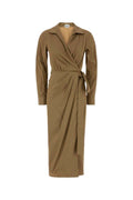 Light Brown Shirt Collar Midi Dress 1