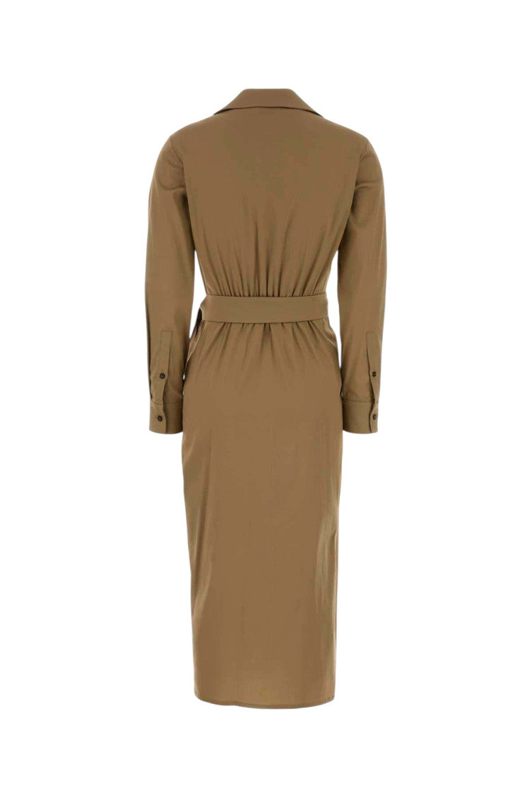 Light Brown Shirt Collar Midi Dress 2