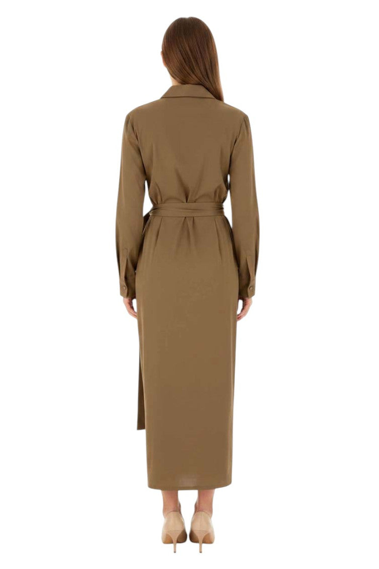 Light Brown Shirt Collar Midi Dress 4