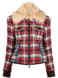 Red Plaid Shirt Collar Jacket 1