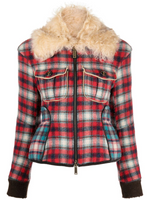 Red Plaid Shirt Collar Jacket 1