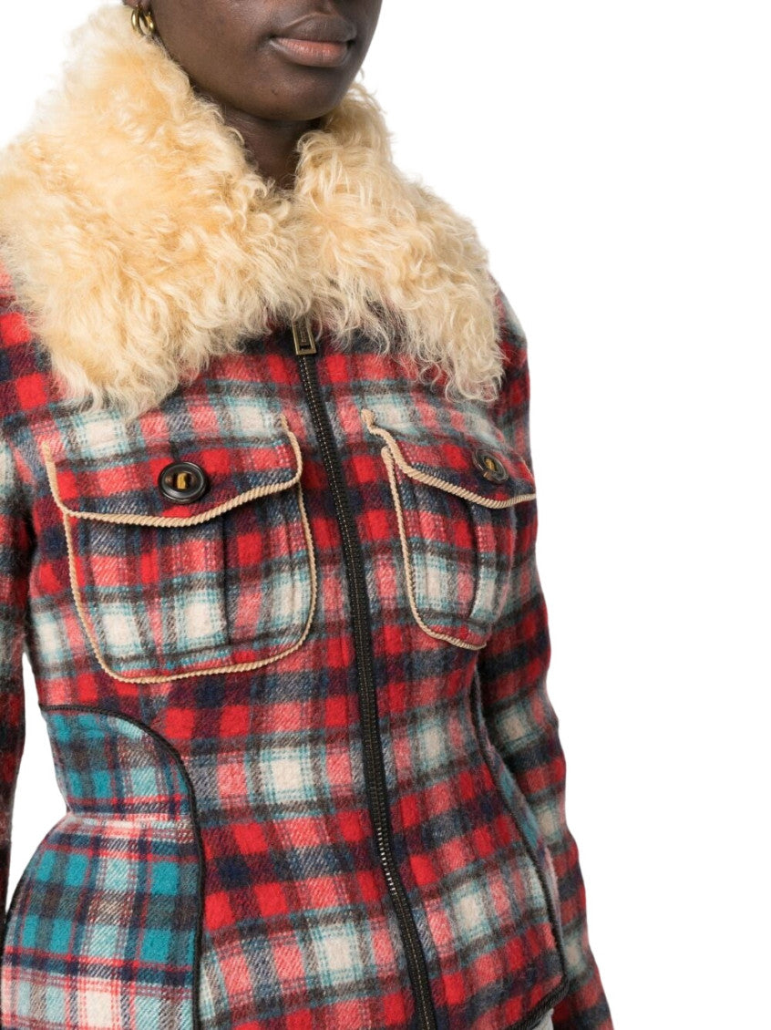 Red Plaid Shirt Collar Jacket 4