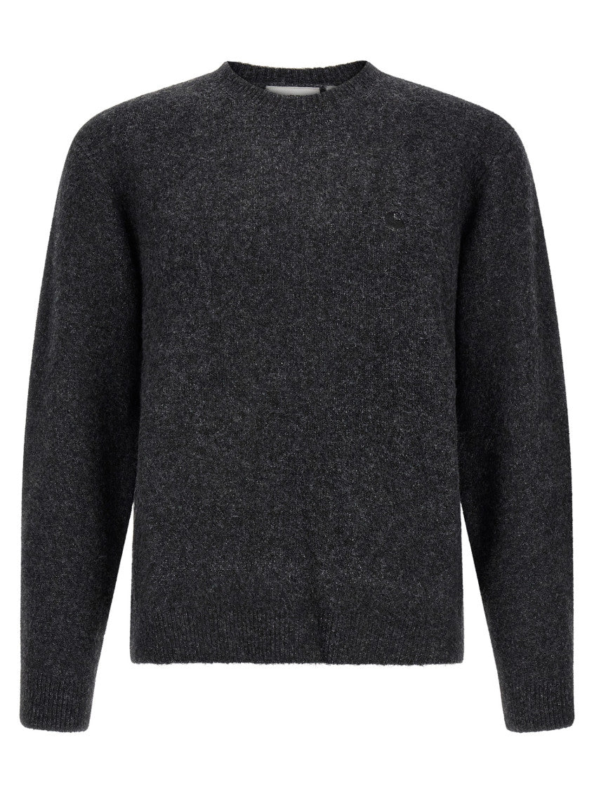 Grey Textured Crew Neck Sweater 1