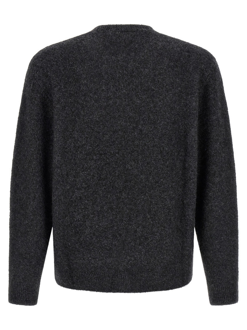 Grey Textured Crew Neck Sweater 2