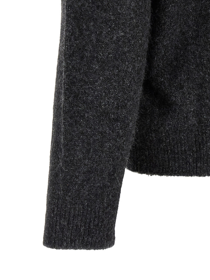 Grey Textured Crew Neck Sweater 4