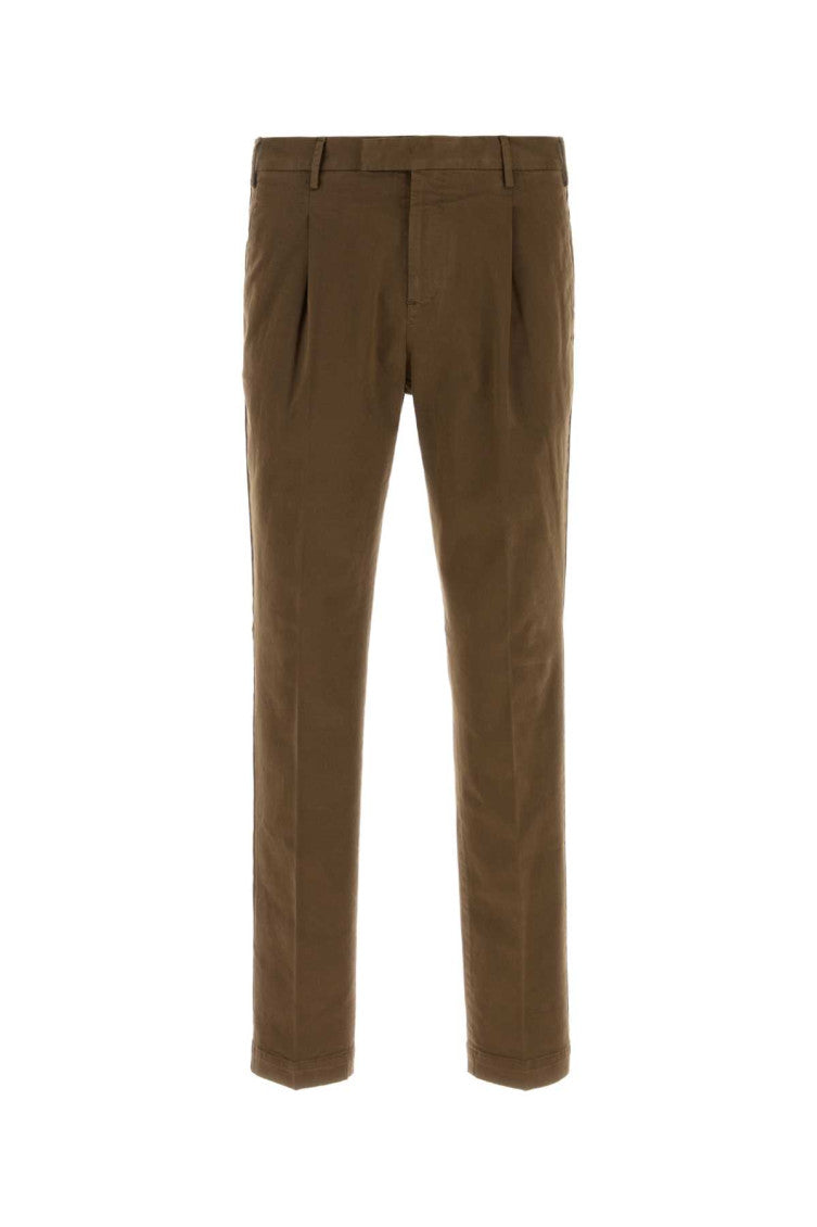 Brown Tapered Pleated Trousers 1