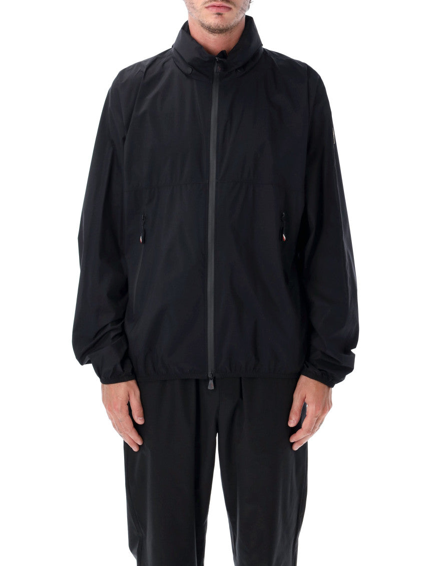 Black Solid Mock Collar Jacket 1