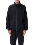 Black Solid Mock Collar Jacket 1