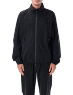 Black Solid Mock Collar Jacket 1