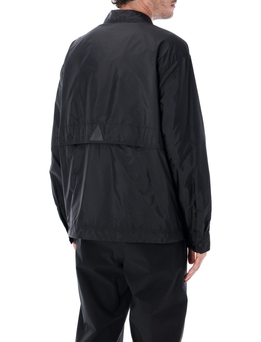 Black Solid Shirt Collar Jacket 2