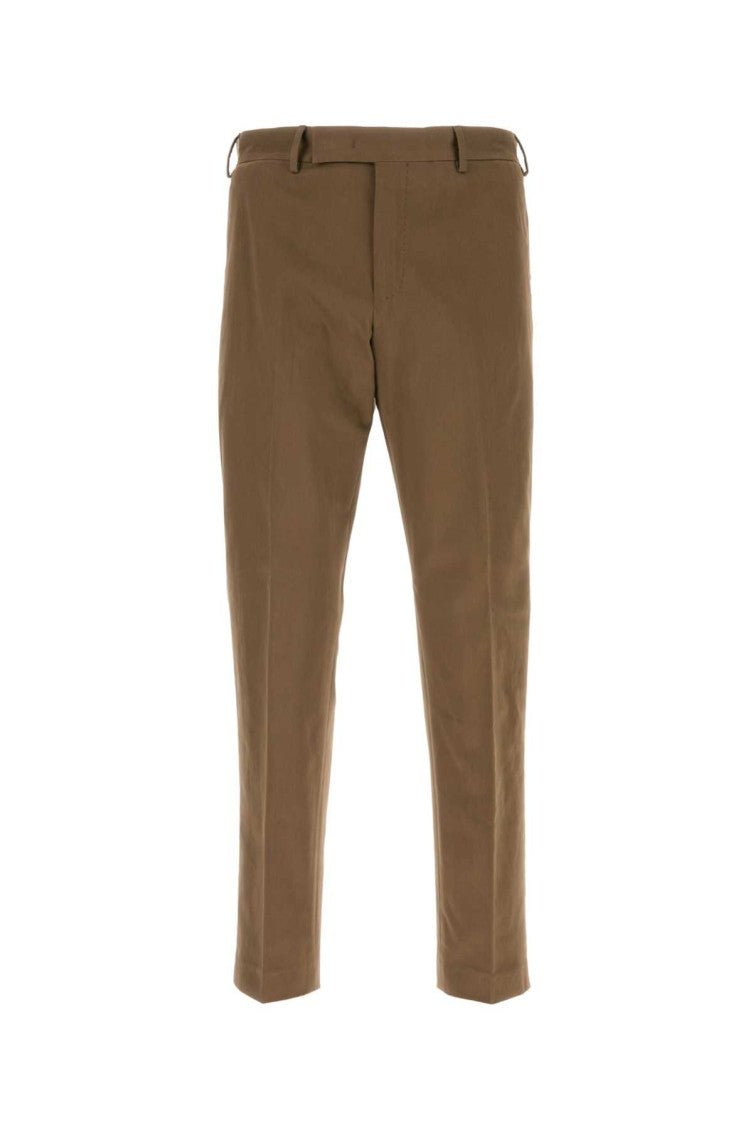 Brown Flat Front Trousers 1