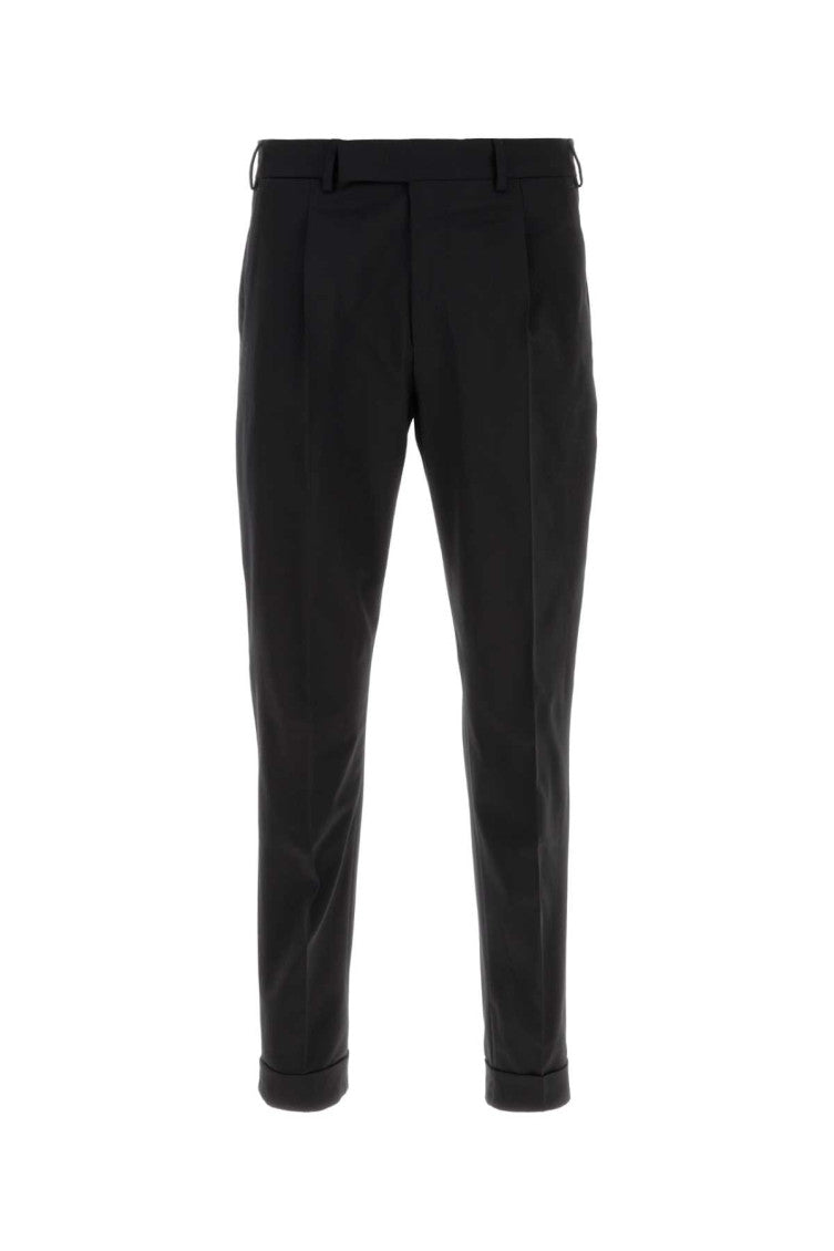 Black Tapered Pleated Trousers 1