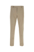 Beige Flat Front Trousers 1