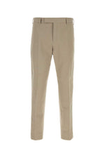 Beige Flat Front Trousers 1