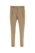 Beige Tapered Pleated Trousers 1
